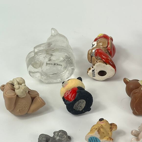 Miniature Teddy Bear Figurine Lot Bundle Glass Clay Porcelain Handmade Signed - Picture 4 of 10